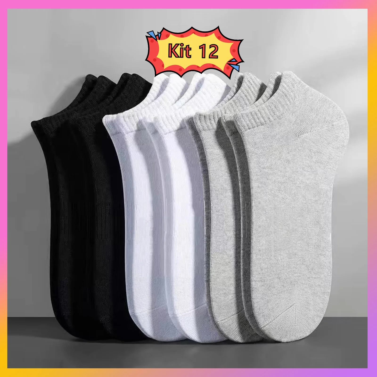 Free Shipping Kit 12 Pair Comfortable Cotton Short Socks For Men