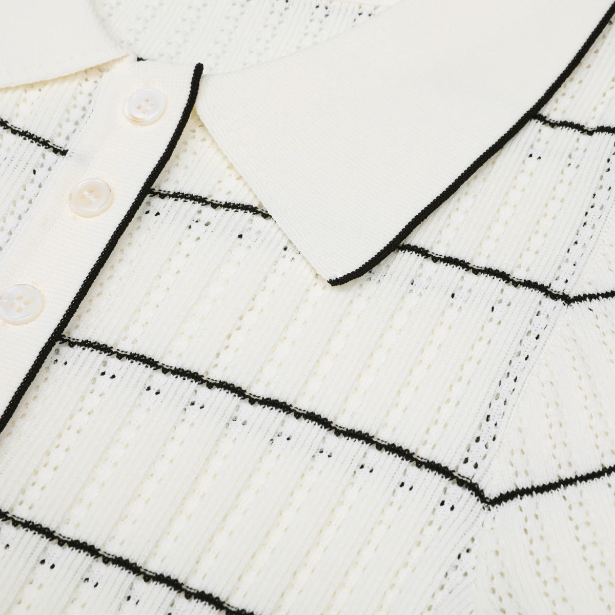 Vestido de mujer de punto elástico a rayas de manga corta con solapa ajustada Popular novedad de verano de alta calidad