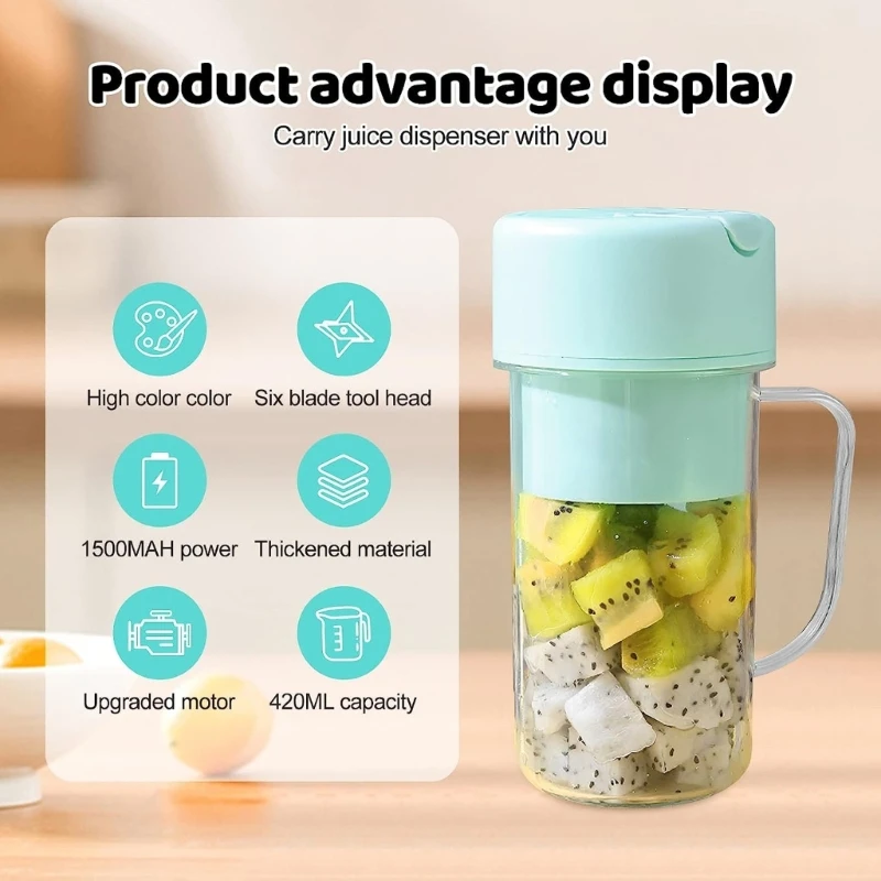 Небольшой портативный блендер 420 мл, электрическая соковыжималка, миксеры для фруктов, перезаряжаемый блендер, Прямая поставка