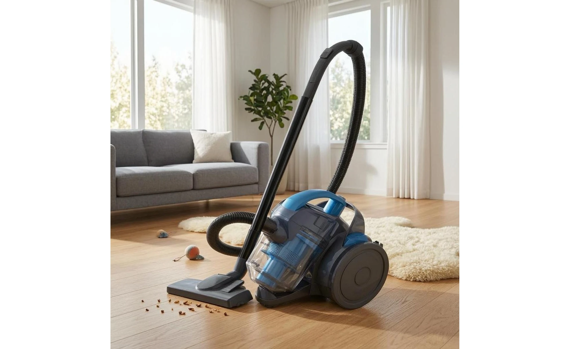 Corded Canister Vacuum Cleaner Transparent Dust Bin Bagless Canister Vacuum Long Flexible Hose Extension Tubes