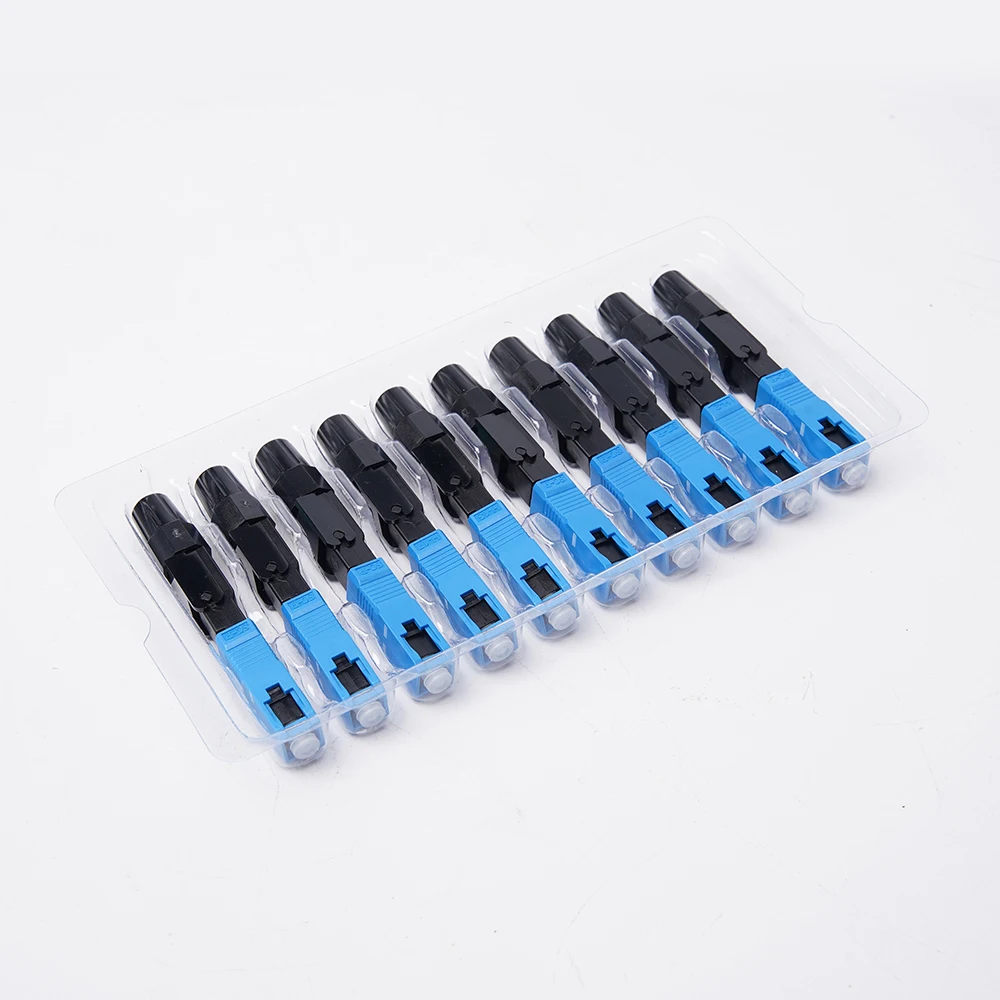 FCST 10Pcs FTTH SC UPC Single Mode Fiber Optic Quick Connector FTTH Fiber Optic Fast Connector SC Fiber Field Assembly