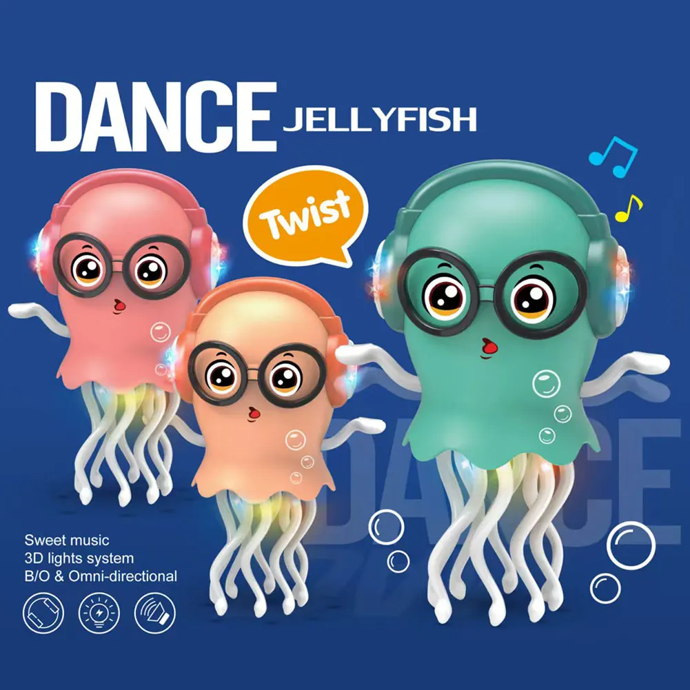 LED Dancing Funny Jellyfish Toy Smart Obstacle Avoidance Interactive Moving Toy Light Up Music Toy for Office Desk Decor