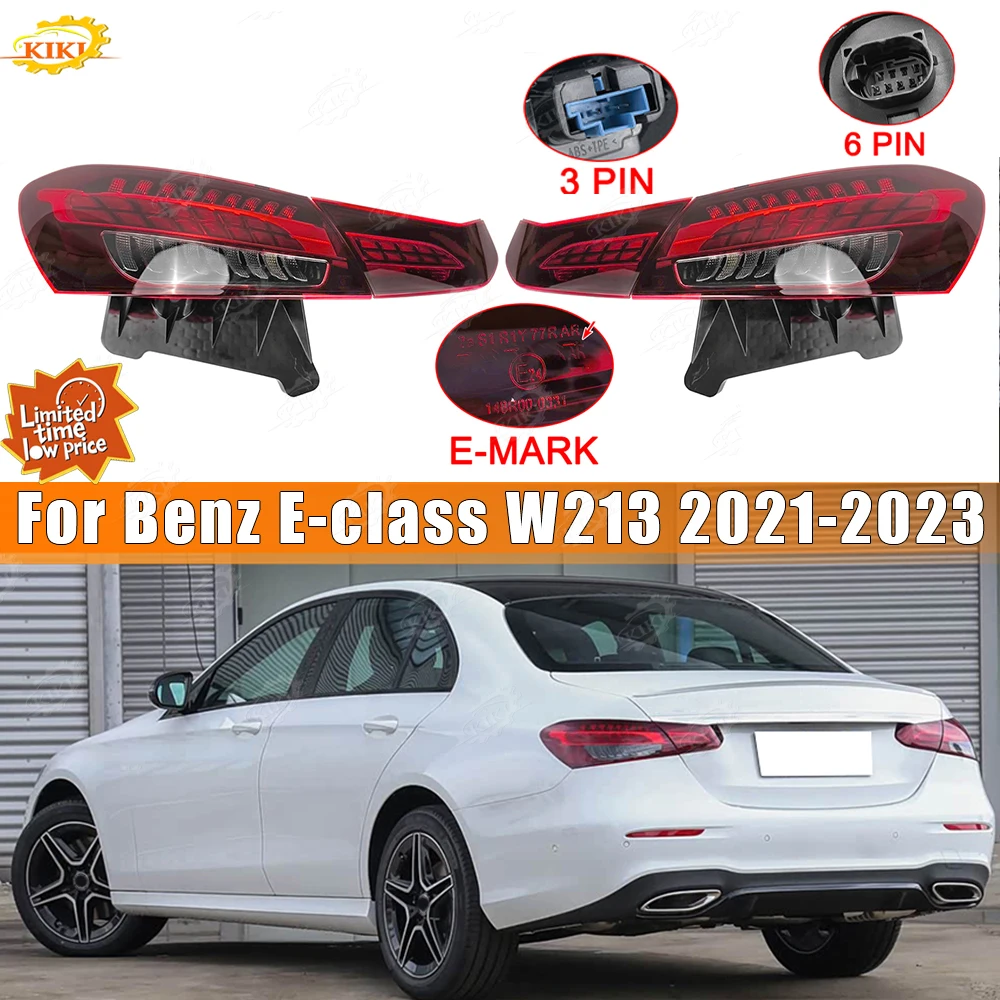 Rear Taillights For Benz E‑Class W213 2021‑2023 Waterproof Running Brake Reverse Turn Signal Lamp E300L E350L Car Repair Parts
