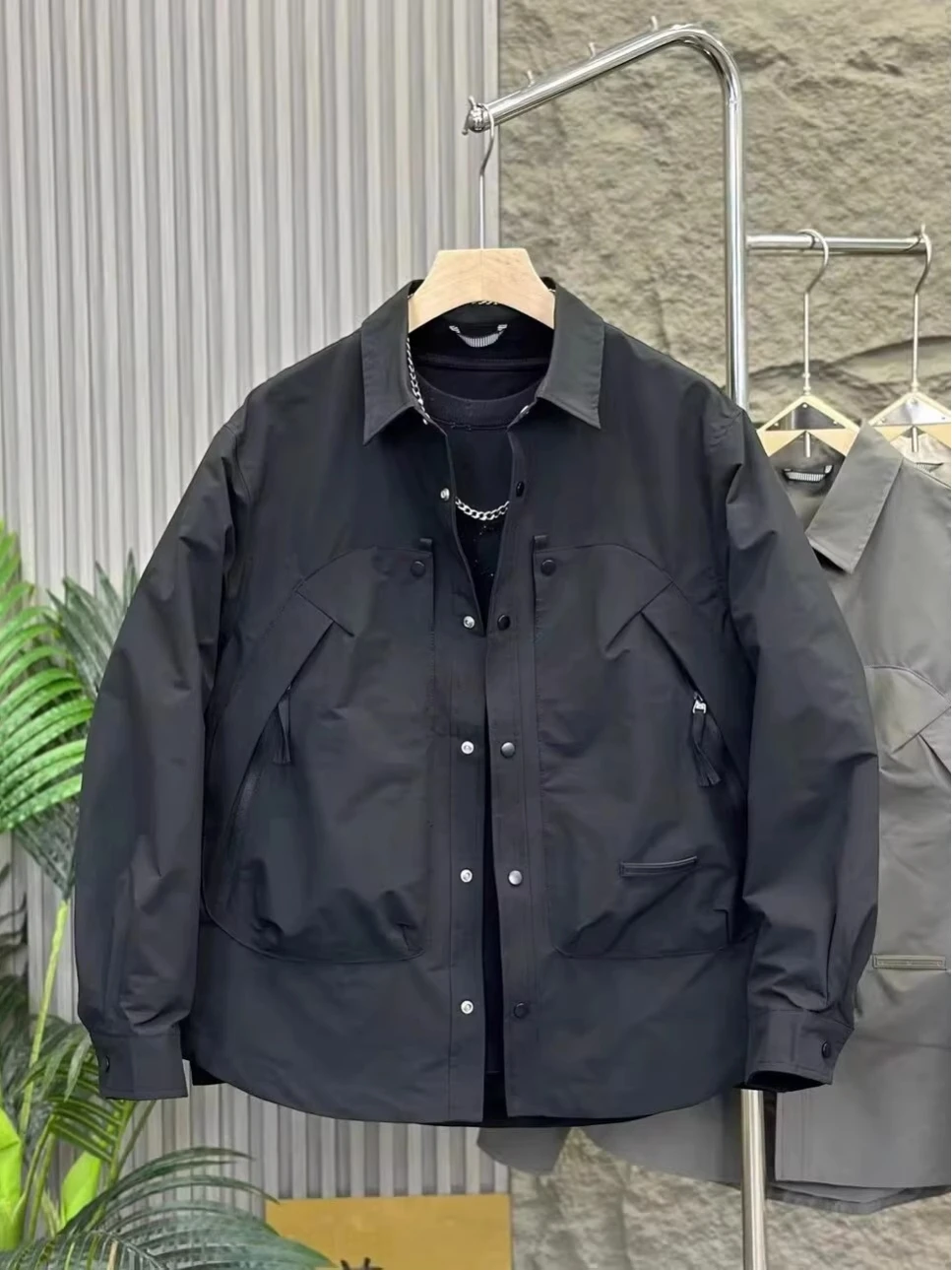 

Повседневная американская рабочая одежда Jaet, мужская модная свободная ветровка для отдыха, весна-осень, новая длинная рубашка на молнии с застежкой-молнией...