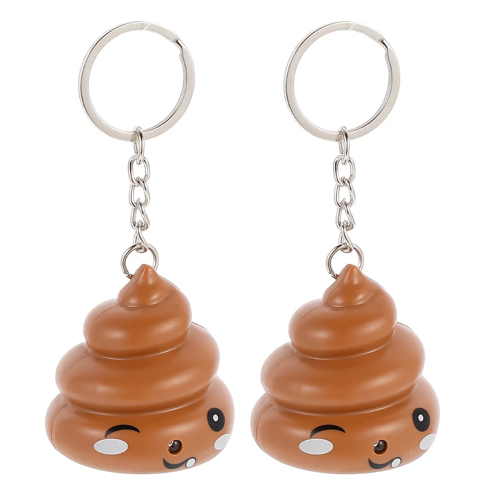 

2 Pcs Poop Shaped Keychains Brown Glowing Zinc Alloy Plastic Material Bags Backpacks Car Keys Decor Accessories