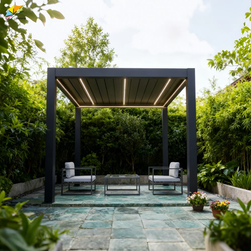 Pergola bioclimatique en alumi - Outdoor Lighting Gazebo avis et prix