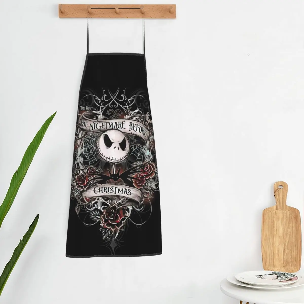 Custom Unisex Jack Skellington Bib Apron Adult Women Men Chef Tablier Cuisine for Cooking Kitchen Pumpkin King Painting