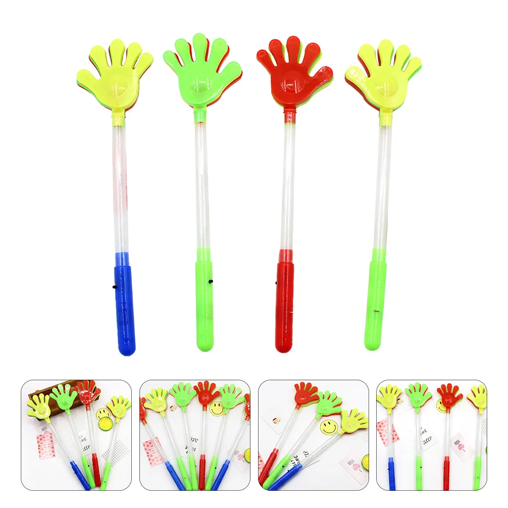 Clappers in plastica luminosi a mano fluorescenti da 5 pezzi per allevamenti di feste, produttori di rumore, oggetti di scena per l'atmosfera del festival