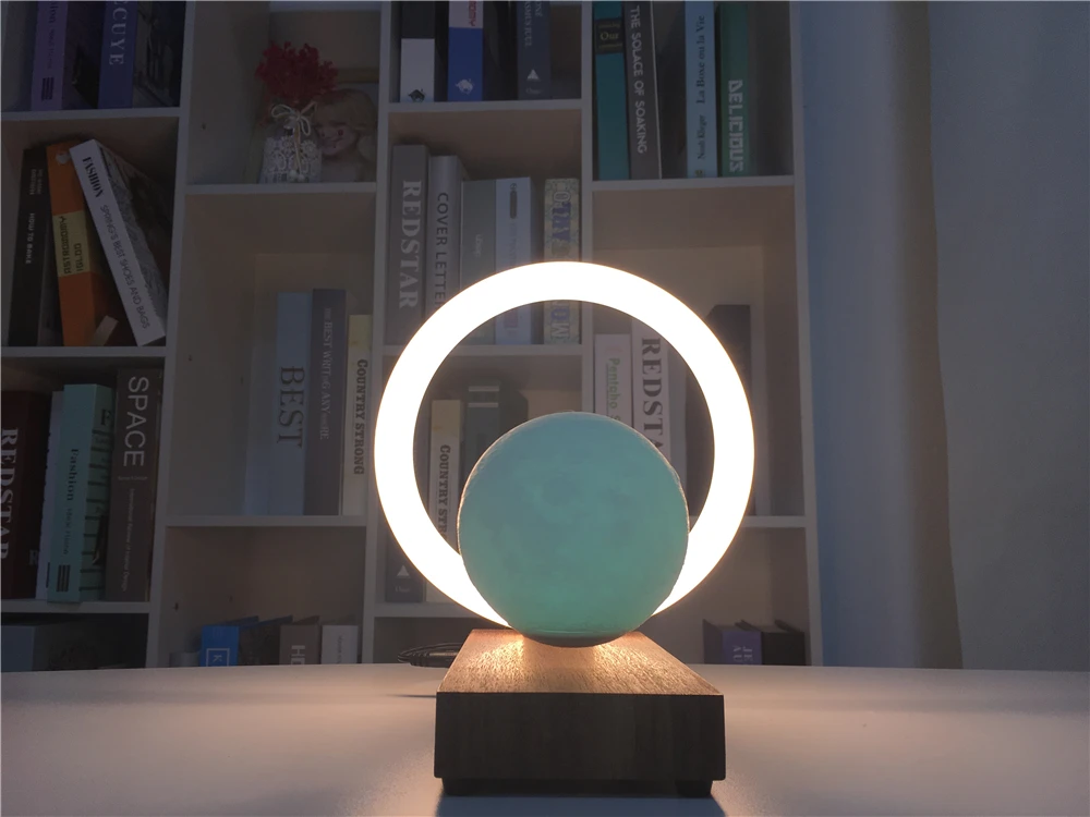 Light up Bar Table Wooden Lamp Round Shade 6W Desk Lamp Plastic Small Portable Magnetic Levitation LED Light Table for Kids