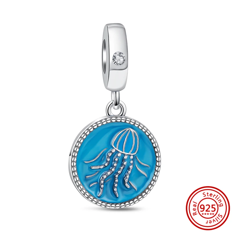 Bestseller 925 Sterling Silber Ozeanwelt-Serie: Marineblaue Schildkröte, Seestern, Krabbe, Oktopus Anhänger-Perlen für Armbänder, DIY Schmuckgeschenk