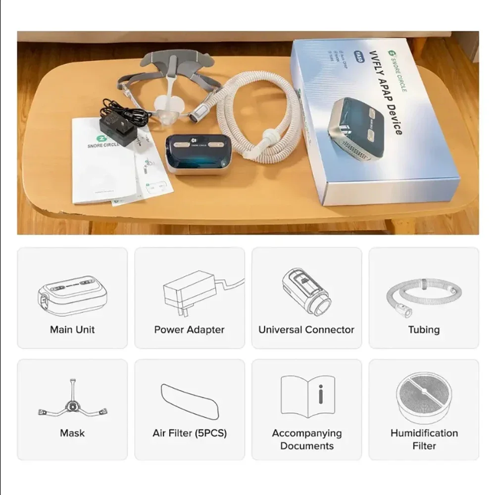 Tragbarer Bluetooth CPAP APAP Ventilator gegen Schnarchen und Schlafapnoe für Schlafapnoe-Syndrom und OSA-Schlafhilfe