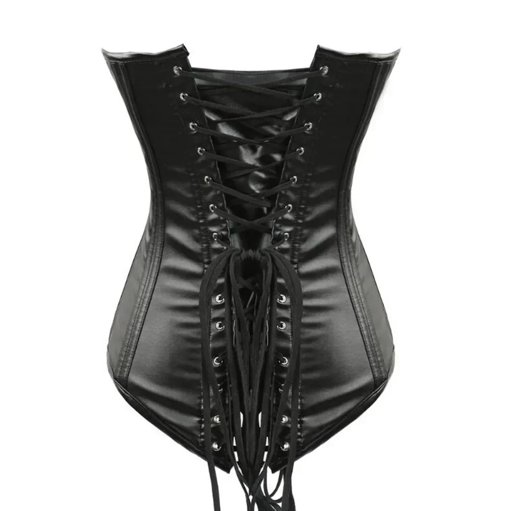 Corsets et Bustiers Steampunk en Cuir Pu, Gothique, Punk, Col en V Profond, Fermeture Éclair Frontale, Gilet Sexy, Grande Taille