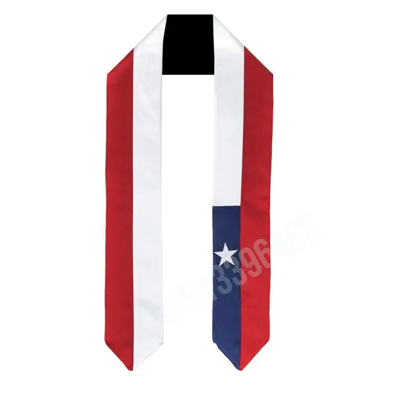 Chile Flag Scarf  Graduation Sash Stole International Study Abroad Adult Unisex Party Accessory