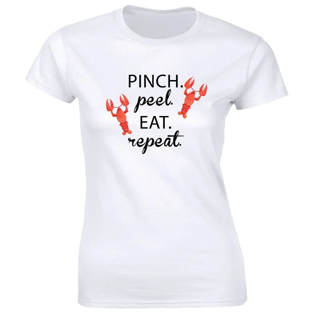 Pinch Peel Eat Repeat with Crawfish Image T-Shirt for Women