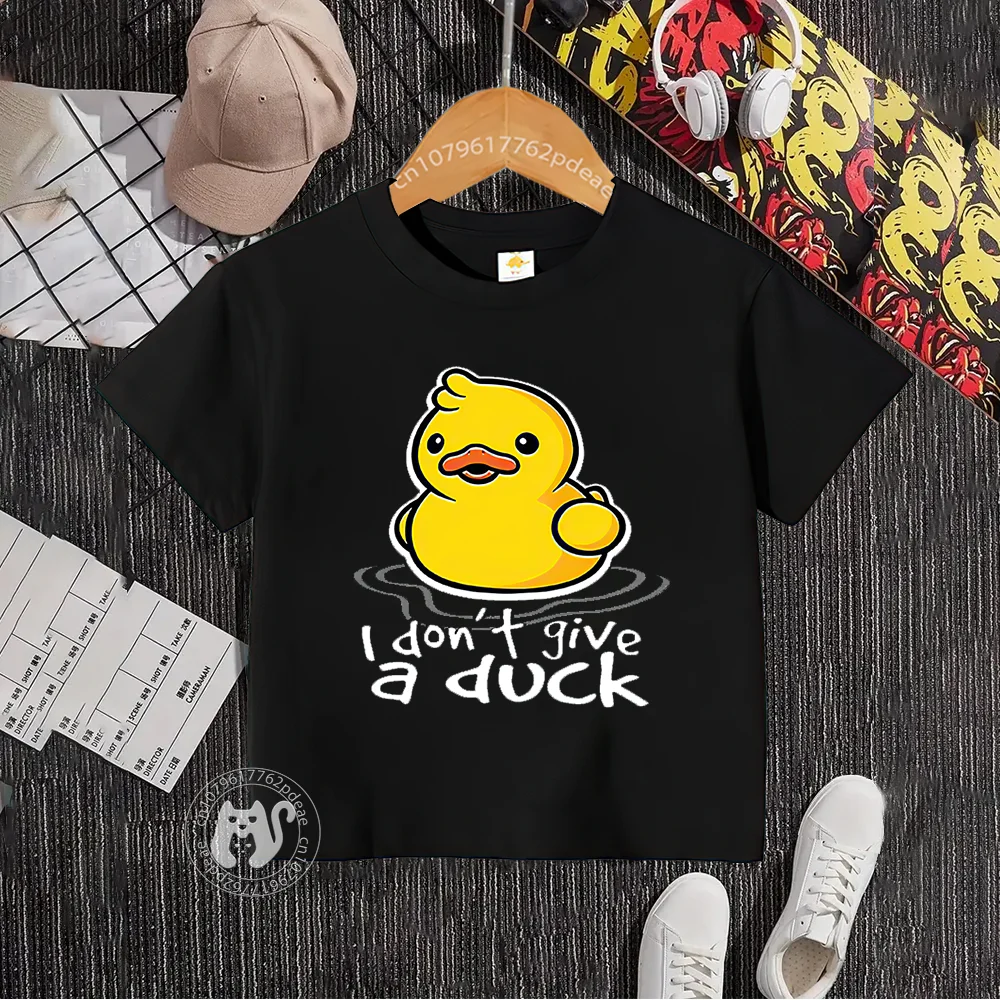 100% cotton Kids T-shirt Boy Girl Cute little Yellow Duck print comfortable short sleeve teen crewneck top Cotton T-shirt