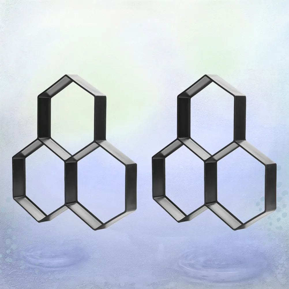2Pcs Reusable Hexagon Floor Mould for Cement Paving Garden Path Patio Driveway DIY Stone Effect Decorative Pattern Mold