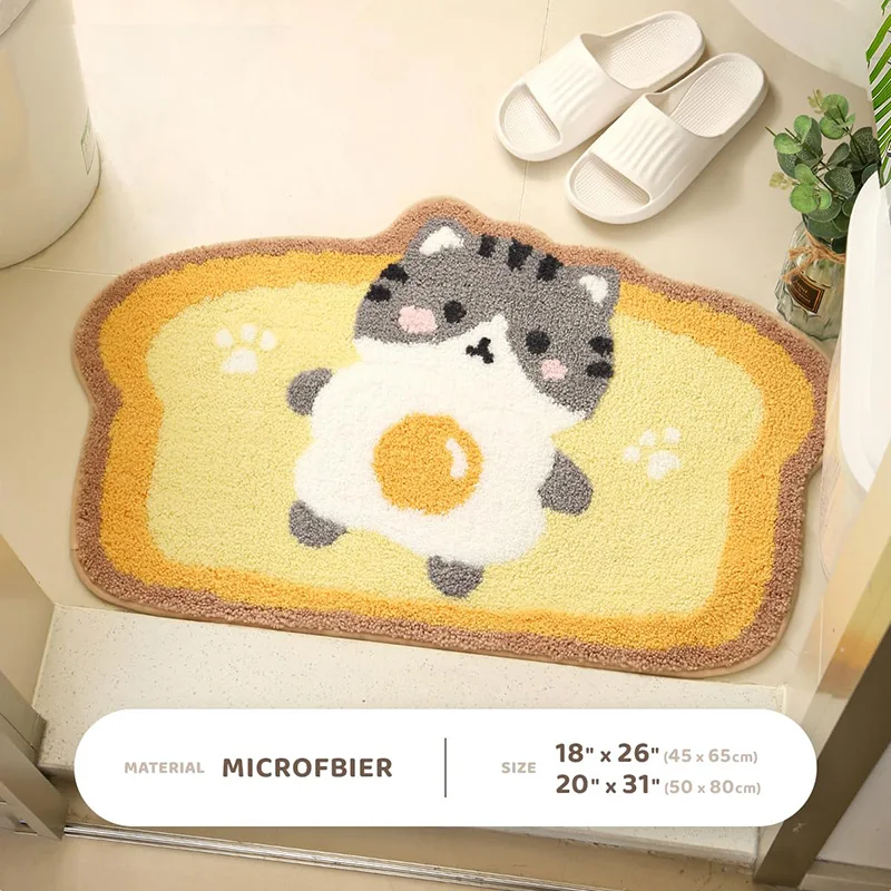 Soft Non-Slip Carpet Cute Bathroom Door Mat Soft Cute Plush Microfiber Super Absorbent Door Mat Stain-Resistant Rug 50X80Cm