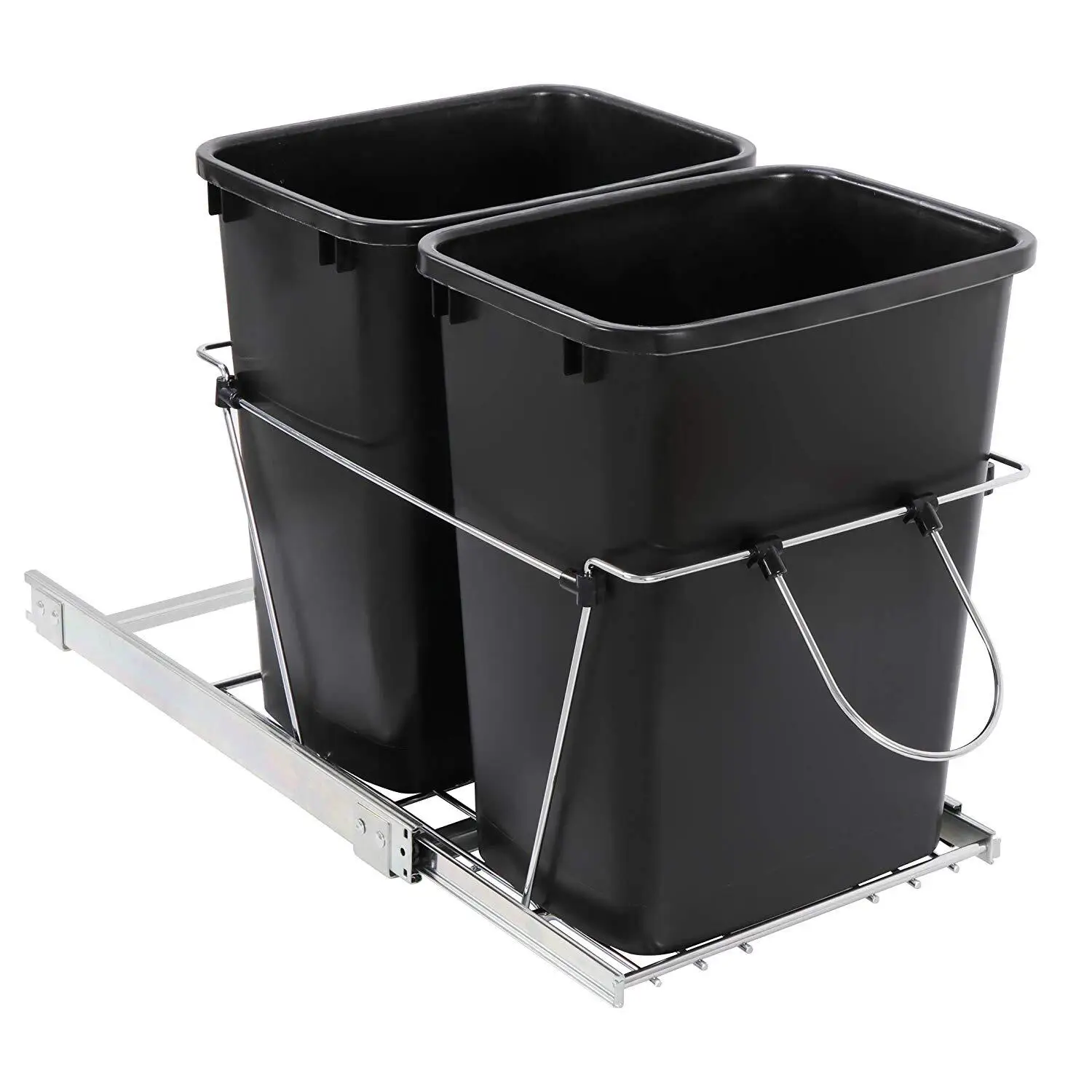 

Double 35 Quart Pull Out Trash Can Waste Bin Container Under Kitchen Cabinet