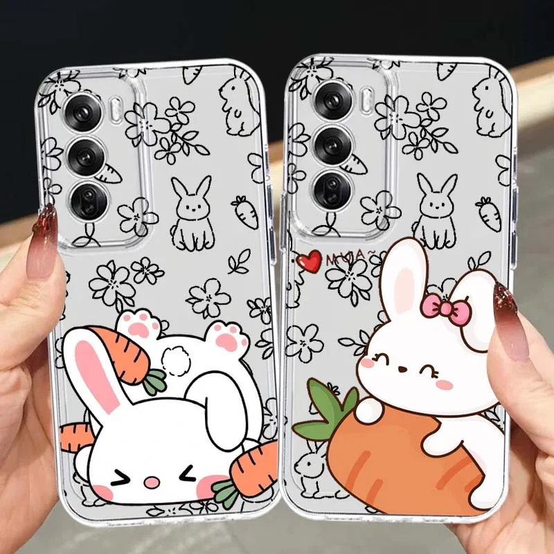 Cute Cartoon Art Of Little Rabbits For OPPO A11 A16 A55 A56 A57 A72 A52 A73 A74 A54  Find X5 X6 X7 Ultra Pro 5G Transparent Case