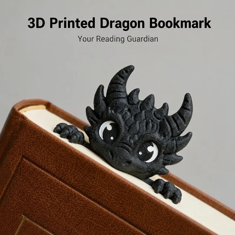 Dark Dragon 3D Printed Bookmark, Black Dragon Page Clip, Creative Reading Marker Stationery, Gift for Book Lovers, Birthday Xmas