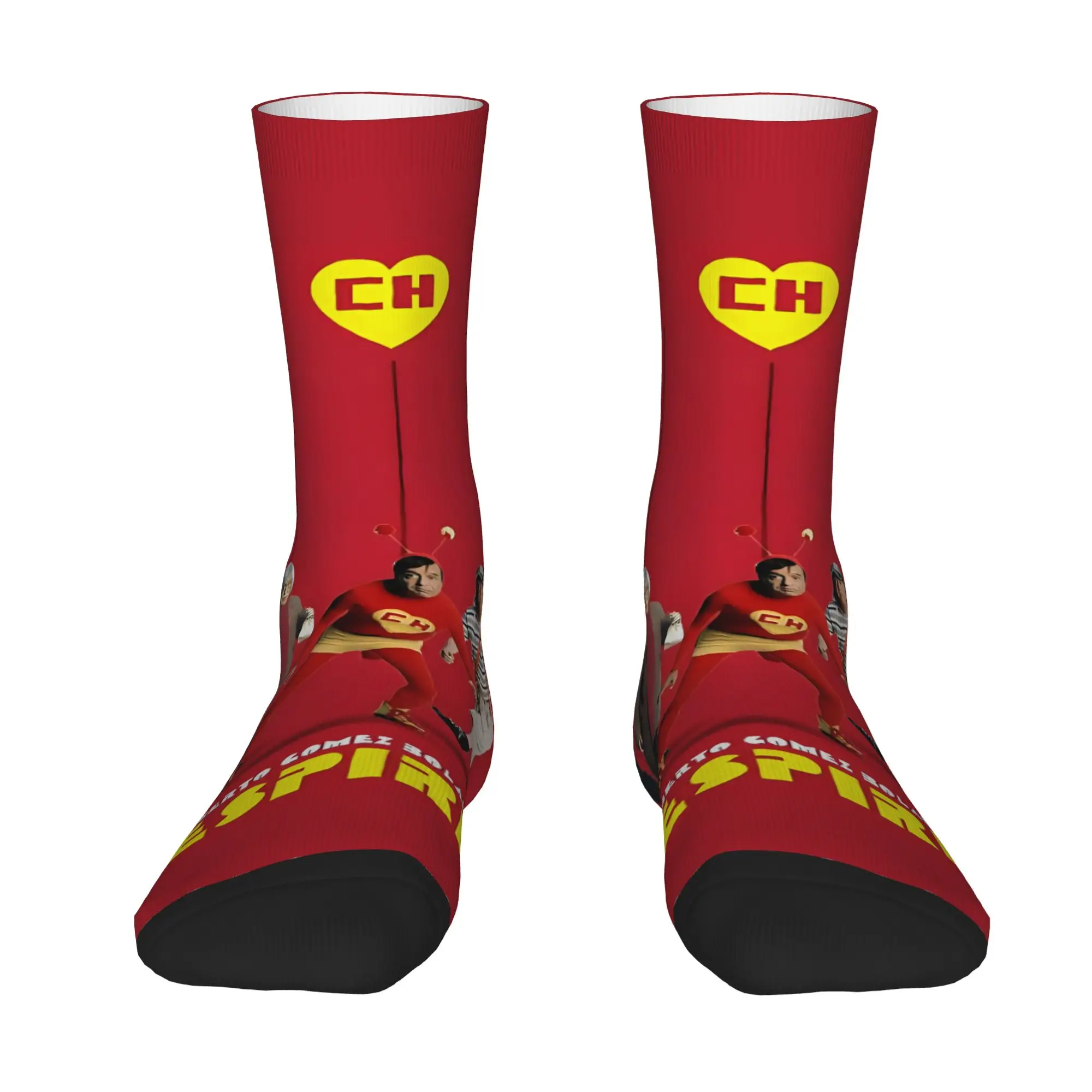 1 Pair Funny Crazy Sock for Men The Red Suit of Hope Hip Hop Vintage Chapolin Colorado CH Happy Quality Pattern Printed Sock