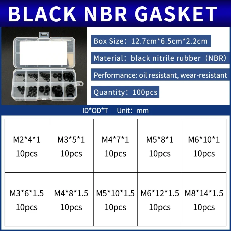Gummi-Flachdichtung, Armaturendichtung, Silikon-Gummi, Nitril-Gummi, Wasserdichtes Reparaturset, Edelstahl-Dichtung, PTFE-Nylon-Kombinationsring – Detail 12