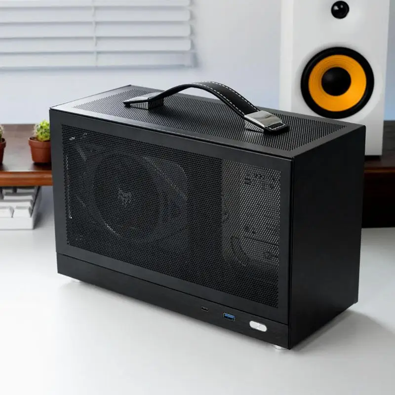 Computer Host Case Ultra-Small Mini Portable ITX Chassis Easy To Use PC Case With Four-Sided Heat Dissipation Hole