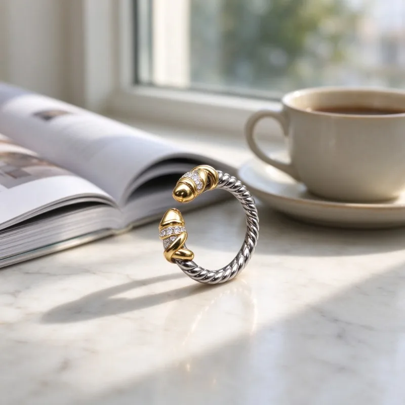 Twisted Cable Ring for Women Classic Braided Band Rings Trendy Metal Finger Jewelry Minimalist Stackable Daily Wear Accessories Gift for Birthday Anniversary Party