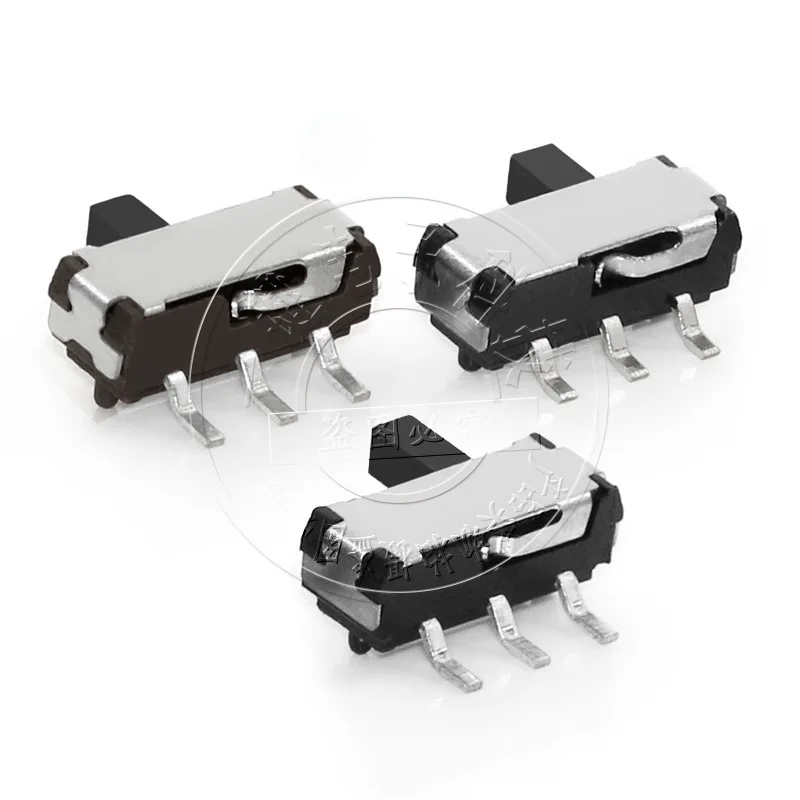 50Pcs/Lot Unilateral 3 Feet SMD Toggle Switch 3pin 2gear With Fixed Column Side Mini Sliding Switch Push Rod Height 2mm
