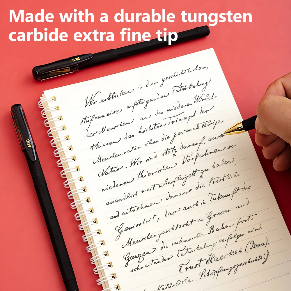 M & G 12 قطعة هلام القلم 0.5 مللي متر أسود كامل حقنة امتحان قلم توقيع غطاء درج طالب القلم الامتحان النهائي متوسط المدى #2