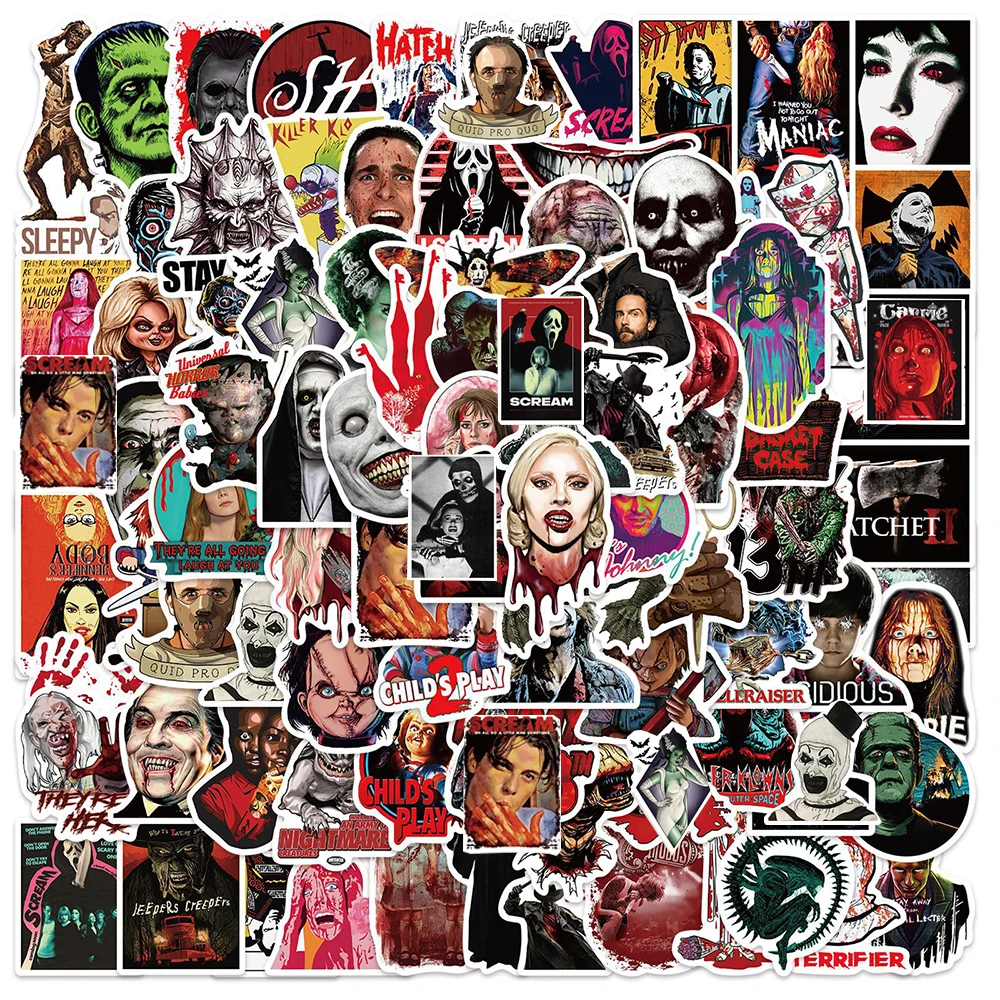 

10/30/50/100PCS Mixed Movie Thriller Character Horror Stickers Graffiti Skateboard Phone Motorcycle Bumper Cool Decals Kids Toy