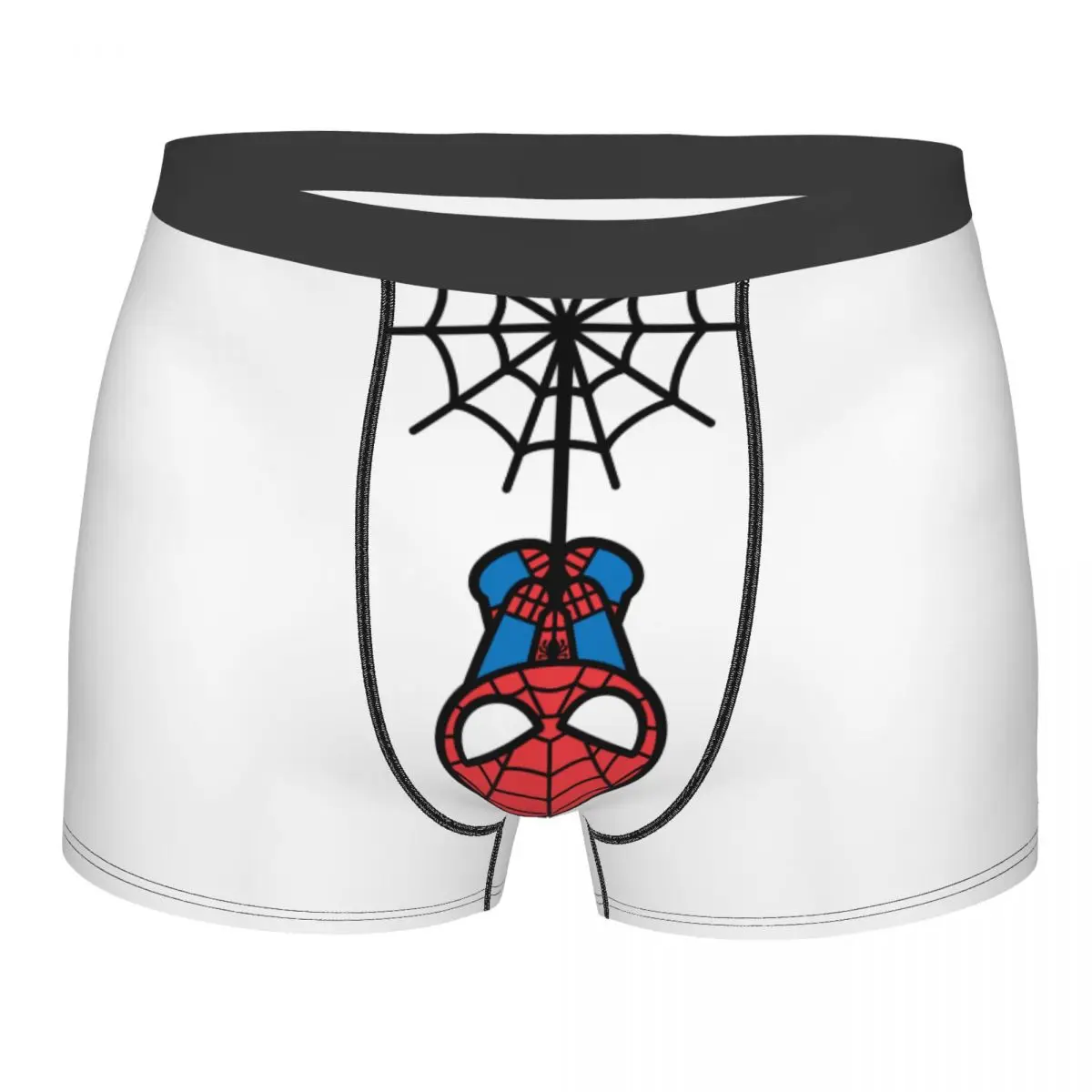 Men Kawaii Spider-Man Hanging Upside Down Boxer Shorts Panties Breathable Underwear Homme Humor Underpants