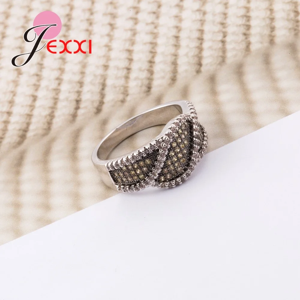 Fashion 925 Sterling Silver Infinity Mewah Pernikahan Cincin untuk Wanita Pria Pesta Kristal Mengkilap Band Anel Perhiasan