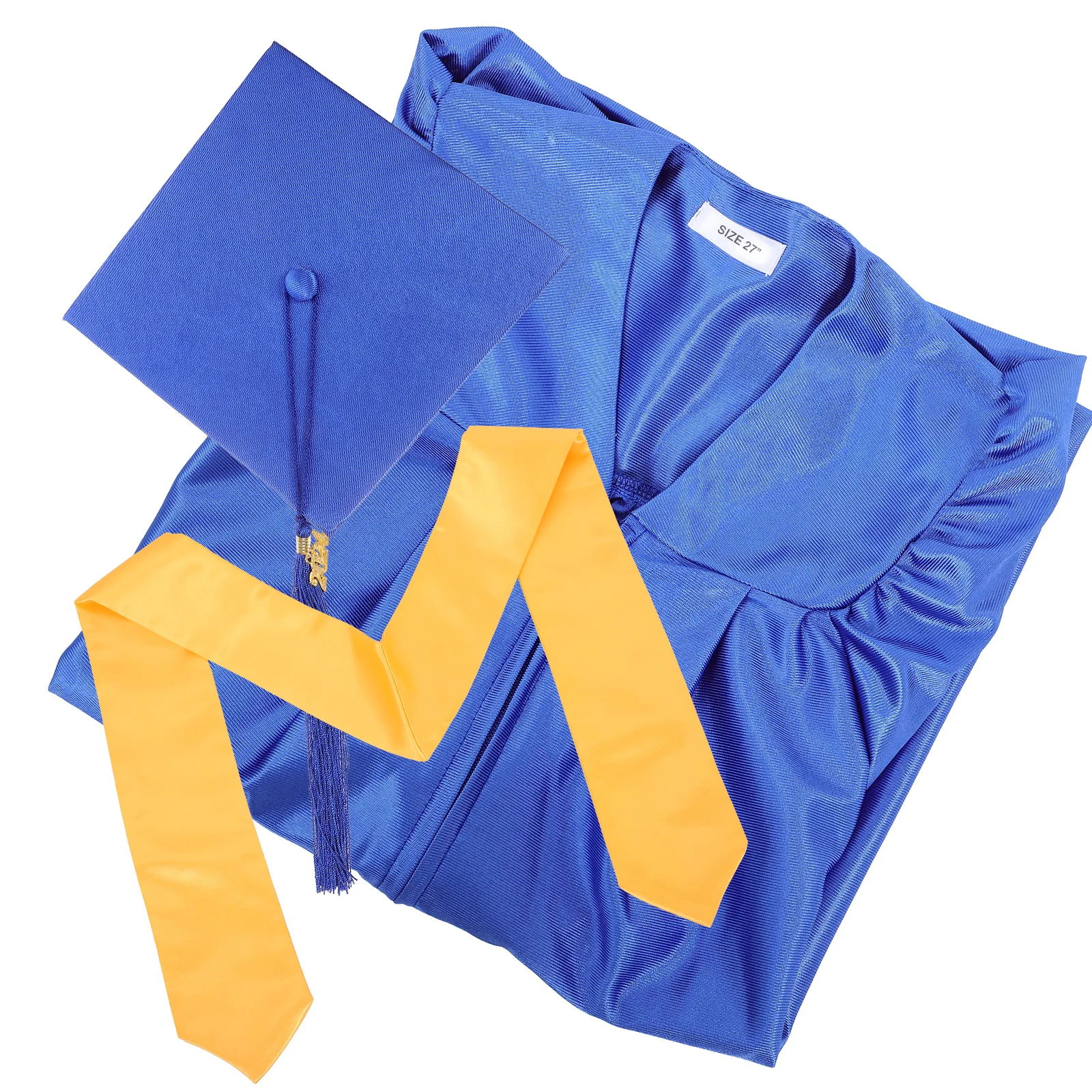 

1 set Graduation Gown Cap Shawl Set Preschool Kindergarten 33cm Polyester Material Concealed Zipper Durable Pleating