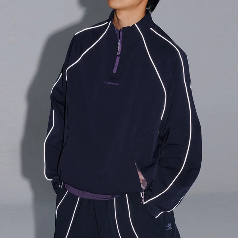 بلوفر رجالي عصري كاجوال على الطراز الجبلي في الهواء الطلق بنصف سحاب وياقة واقفة مقاومة للماء ورياضات عاكسة سريعة الجفاف #3