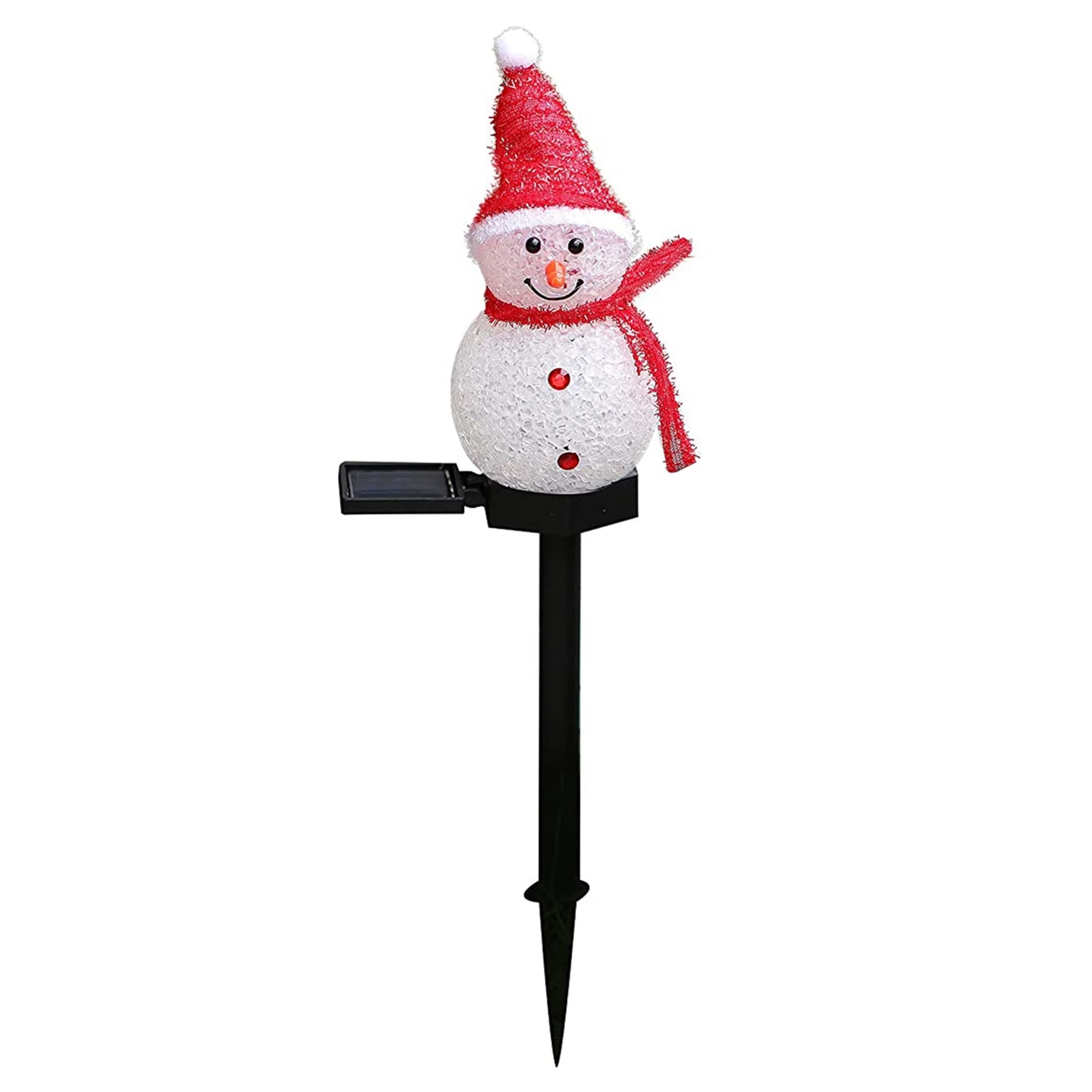 

Snowman Solar Lights Christmas Solar Powered LED Snowman Light Decor Outdoor Garden Stake Lamps Xmas Red