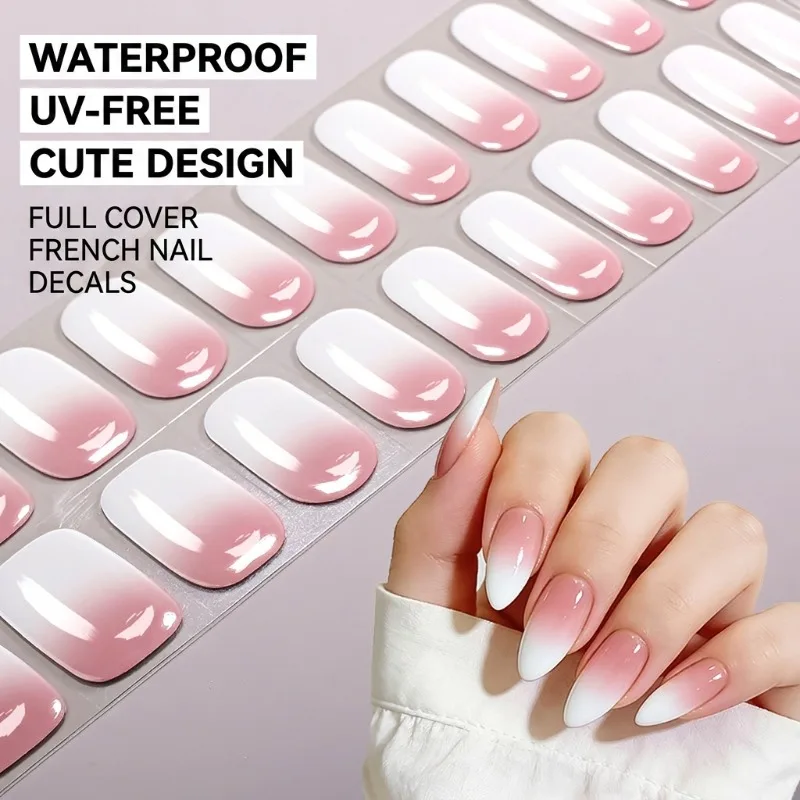 

Waterproof Cartoon Nail Stickers, Full Cover French Nail Art Decals, No UV Gel Nail Tips for Women, Cute DIY Manicure Supplies