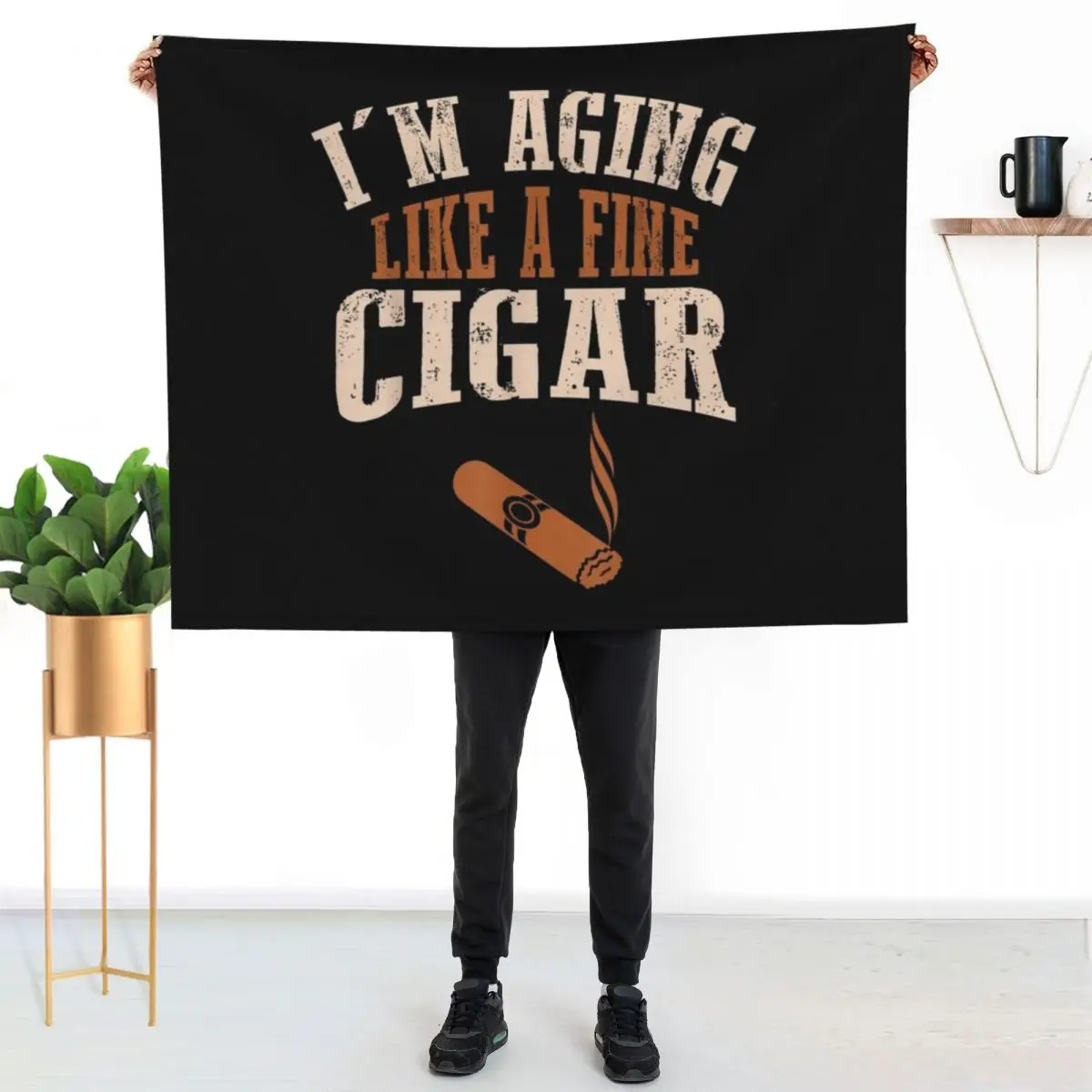 Cigar Funny Smokers Lovers Im Aging Like Fine Throw Blanket Vintage warm winter Thins For Sofa Thin Blankets