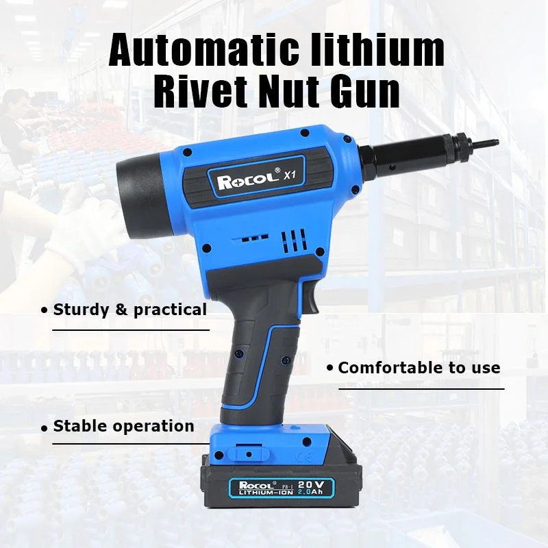 RL-X1 18V Cordless Electric Rivet Gun Smart Lithium Battery Riveting Tool with Tension Control for Industrial Assembly