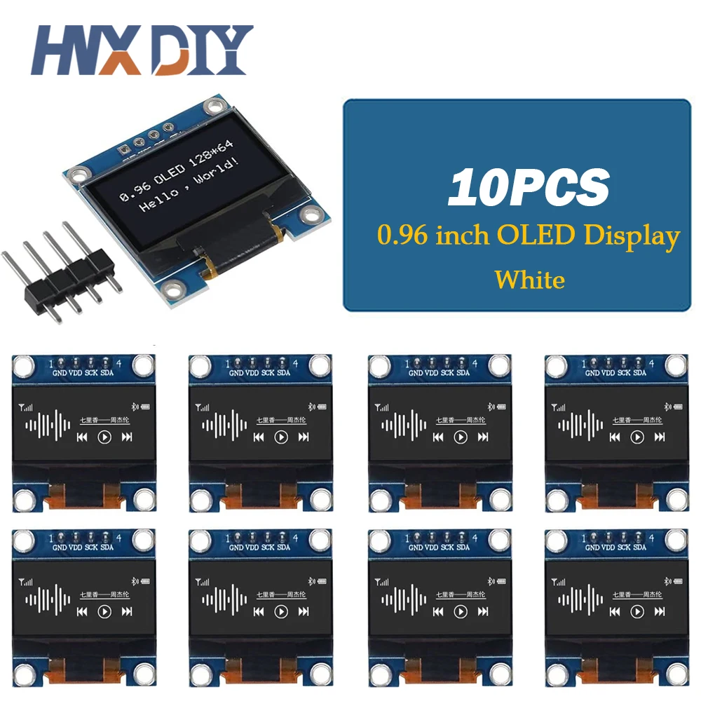 1-10 Stück 0,96 Zoll IIC Seriell Weiß/Blau/Gelb Blau OLED-Anzeigemodul 128X64 I2C SSD1306 12864 LCD-Bildschirmplatine für Arduino