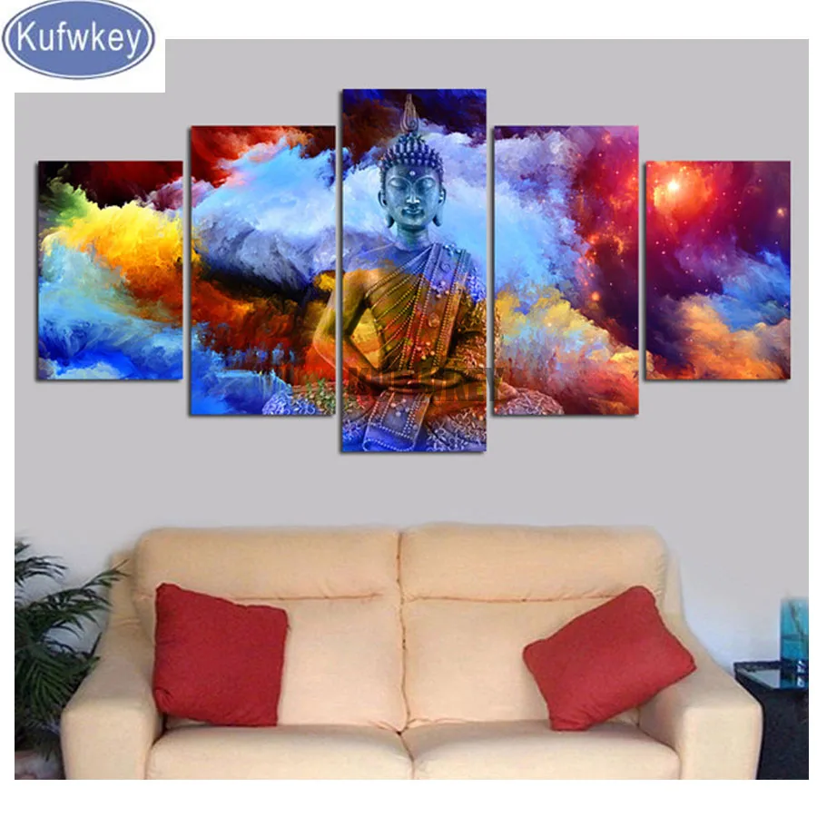 Full Square round buddha 5D DIY Diamond Painting Cross Stitch 5 pcs  Natural Landscape mosaic Diamond Embroidery home decor