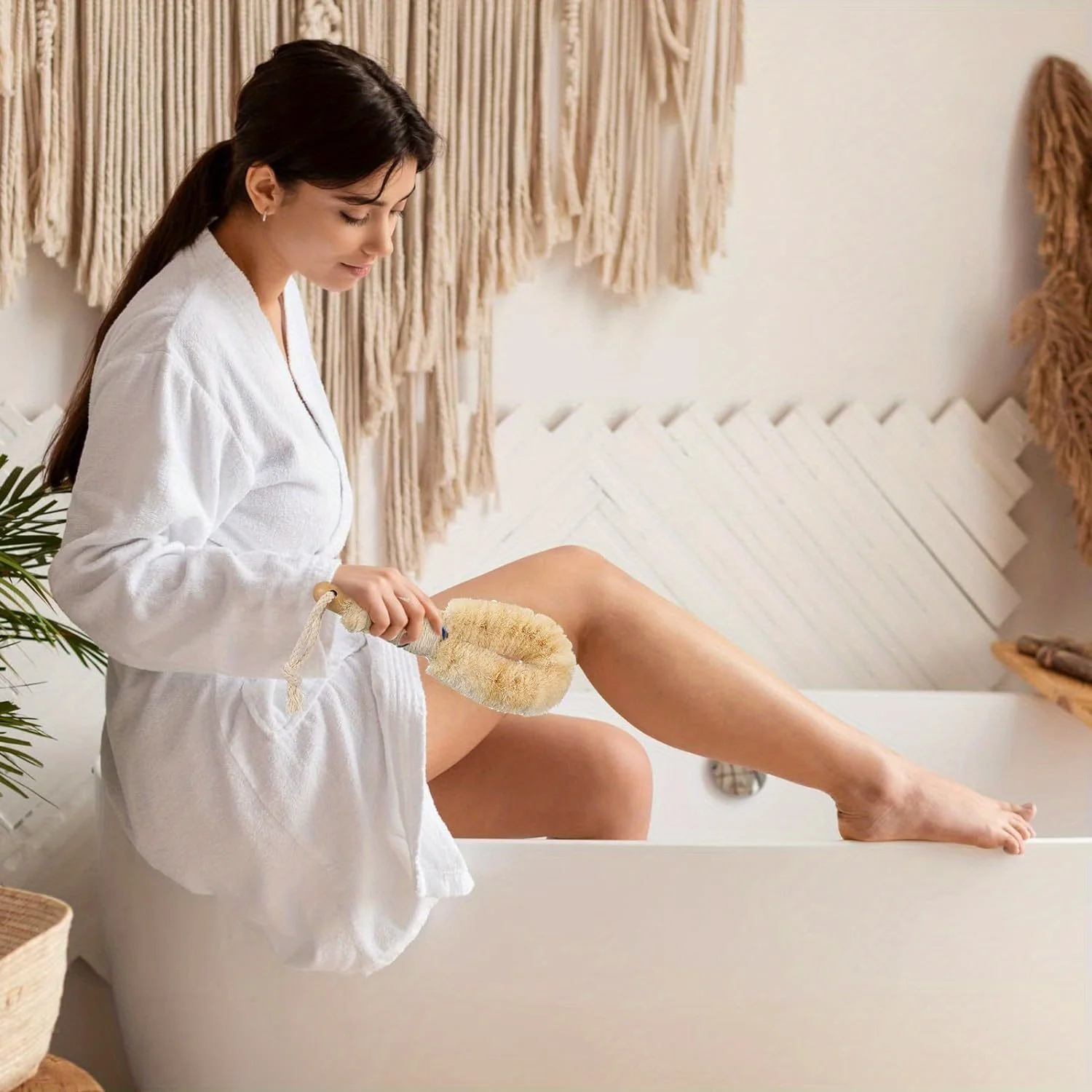 ألياف فرشاة السيزال للجلد الجاف والجسم لتحسين الدورة الدموية وتقشير الجلد وتقليل السيلوليت وأدوات العناية والاستحمام والاستحمام