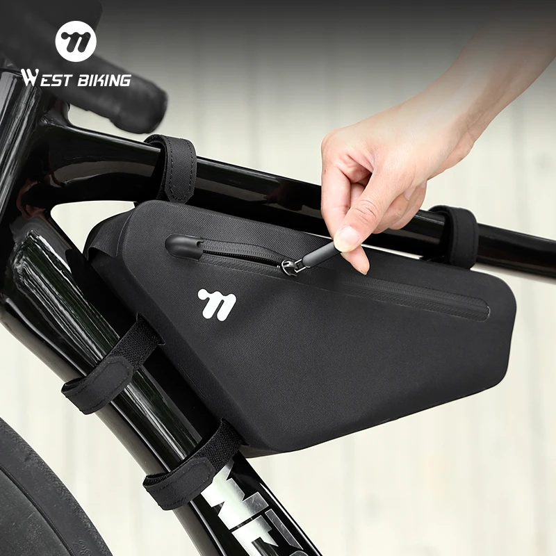 WEST BIKING Fahrrad-Dreieckstasche, wasserdichte Rahmen-Aufbewahrungstasche mit reflektierendem Logo, verschleißfeste TPU-Tasche für Straßen- und Mountainbike-Radfahren