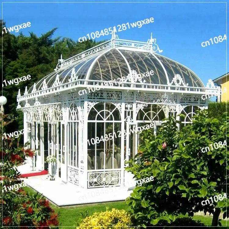 Wrought Iron Tropical Glass Conservatory Greenhouse Steel Glasshouse