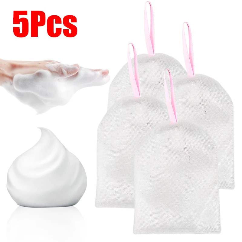 Handmade Soap Bubble Mesh Bags, Hanging Facial Cleanser, Foaming Mesh Holder, Bath Shower Gel, Bubble Net, Ferramentas de Limpeza, 1 Pc, 5Pcs