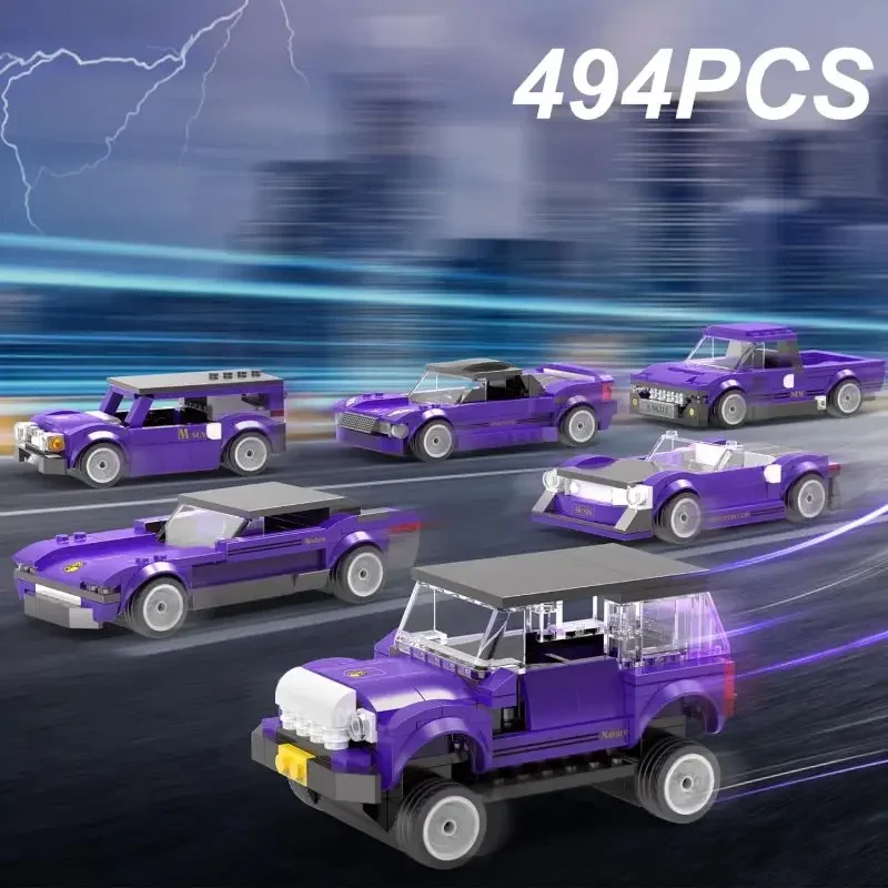 

494PCS Purple Off Road Vehicle Building Blocks 6 In 1 Assembly Car Model Bricks Toys Desktop Decoration Children Christmas Gifts