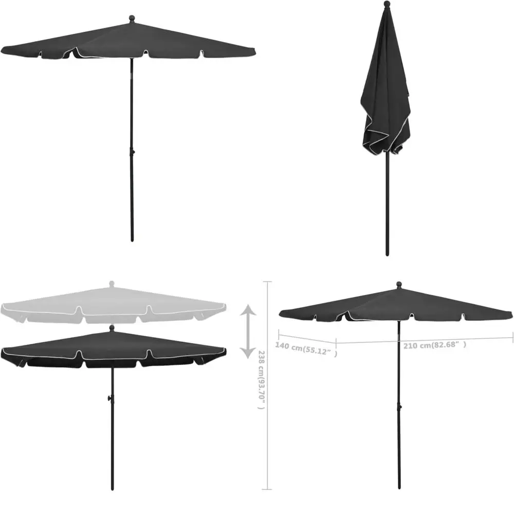 

anthracite polyester garden parasol 82.7x55.1 inches tiltable outdoor living sunshades for patios 315545
