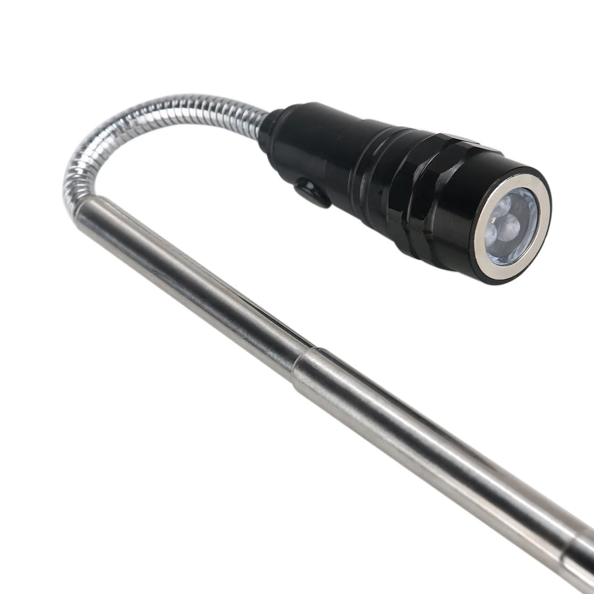 3 Led Black Telescopic Zoomable Flexible Magnetic Flashlight 55Cm 360° Rotatable 1Kg Load Aluminum Case Hands-Free Lamp For