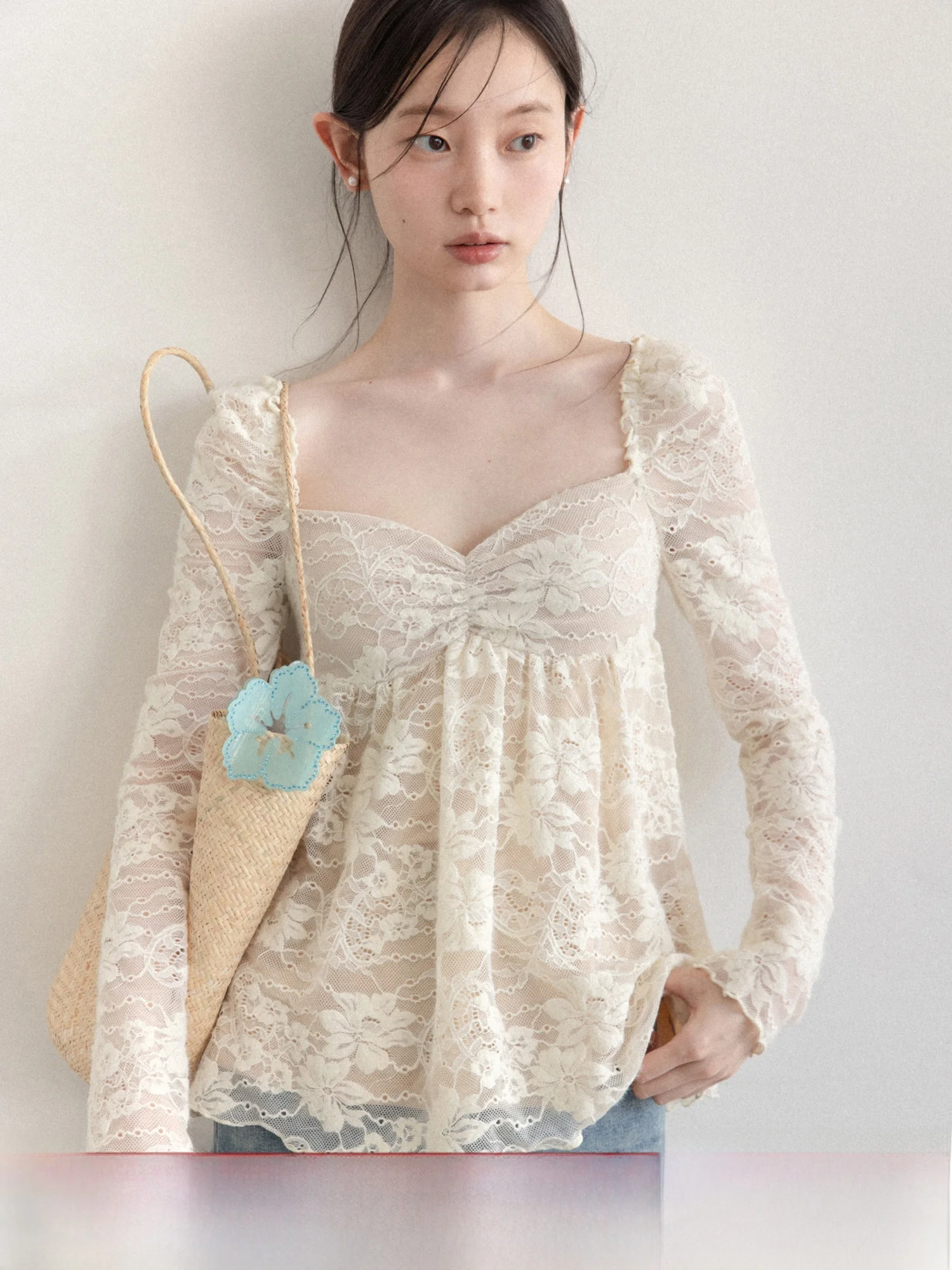 

Женская футболка Pure Desire с длинным рукавом и кружевом, весенняя базовая модель, с высокой талией, повседневная, из нейлона и спандекса, комфортная и мягкая