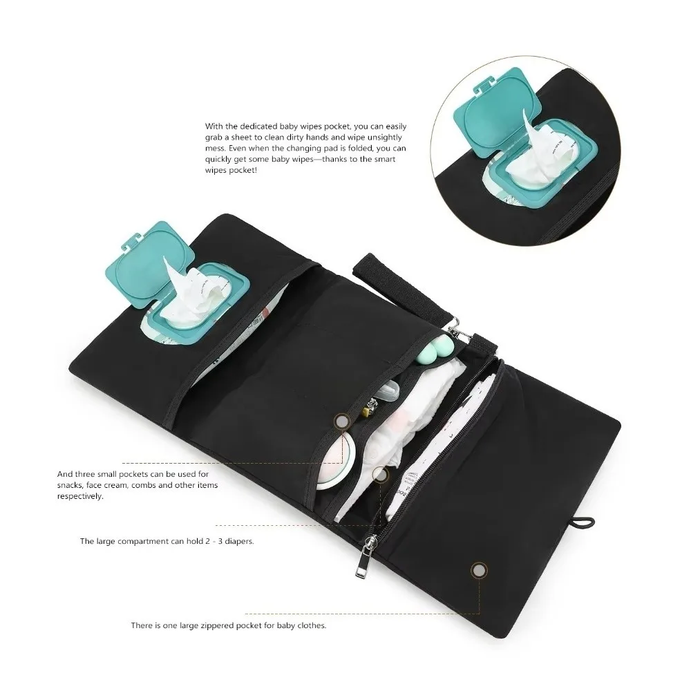 

Cute Baby Hanging Diaper Bag Cotton Cartoon Bear Foldable Storage Pouch Convenient Multi-Compartment